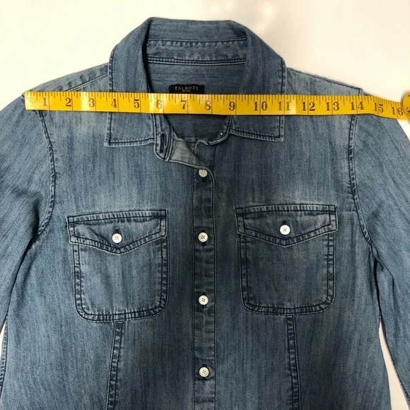 Talbots shirt denim button down size 6Petite - Picture 4 of 7
